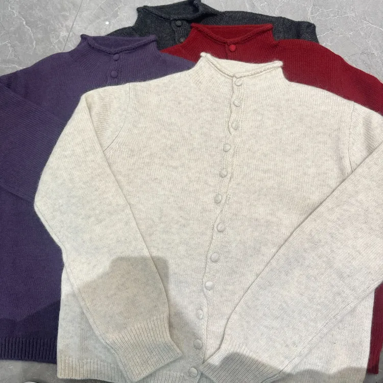 【米米服饰】2025秋冬“兔毛+绵羊毛”立领单排毛衣毛针织衫 2502-402