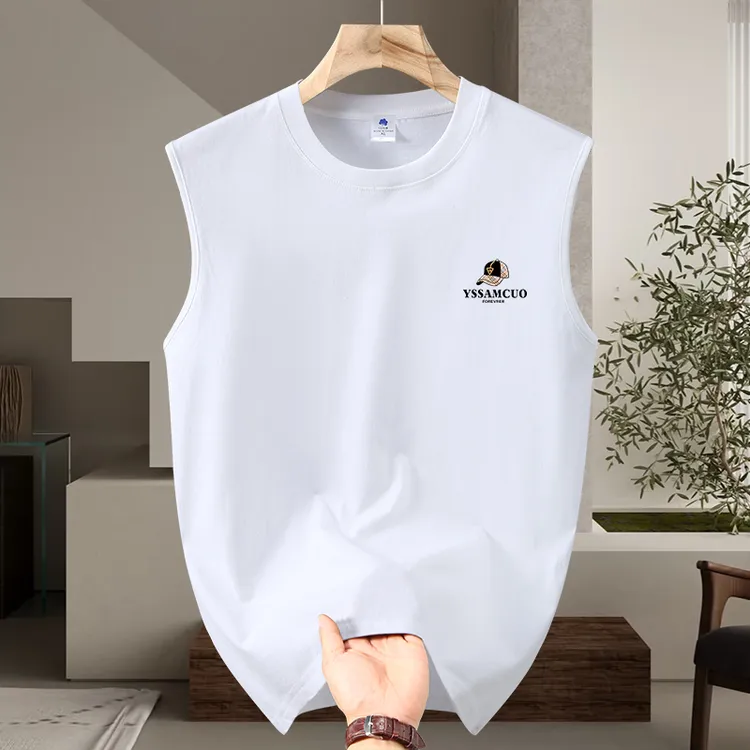 纯棉男士无袖背心休闲大码宽松夏季圆领无袖t恤运动跨栏健身坎肩