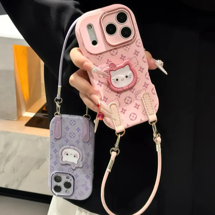 熏衣紫Kitty支架挂绳适用17苹果16手机壳iPhone15小米vivoppo华为