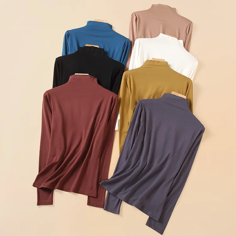 莫代尔半高领打底衫女内搭可外穿秋衣高级感春秋冬薄款长袖上衣