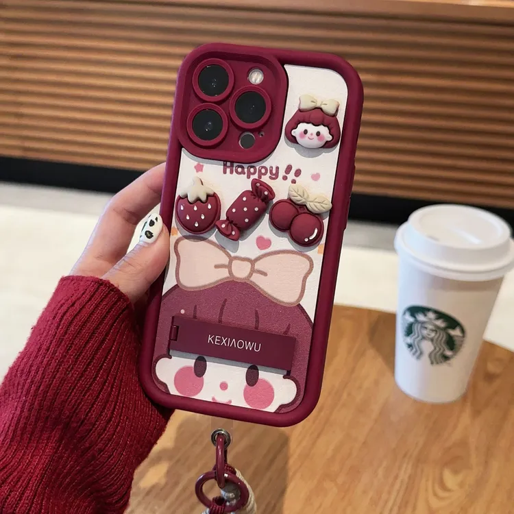 蝴蝶结女孩天眼阶梯保护壳适用苹果vivo华为oppo小米天眼手机壳女