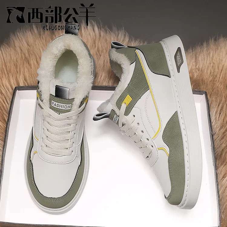 西部公羊美式低帮工装鞋冬季新款加绒保暖英伦风休闲板鞋户外运动