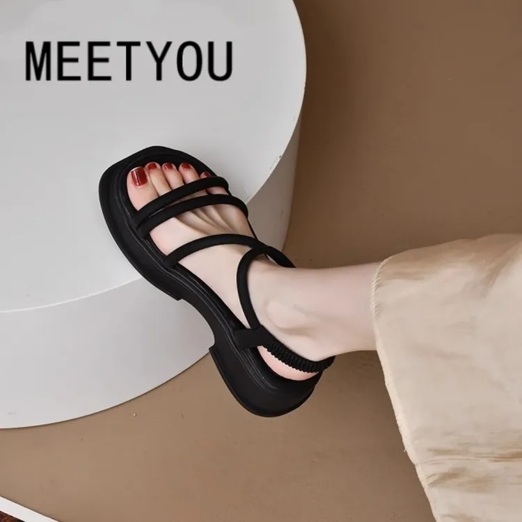 厚底凉鞋女夏季2024年新款网红仙女风凉鞋女配裙子法式罗马拖鞋女