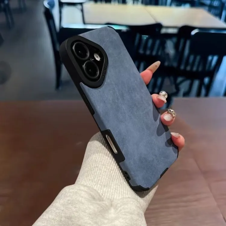 高级纯色翻毛皮适用 iPhone16pro防摔苹果15麂皮绒面防汗瞳眼壳14