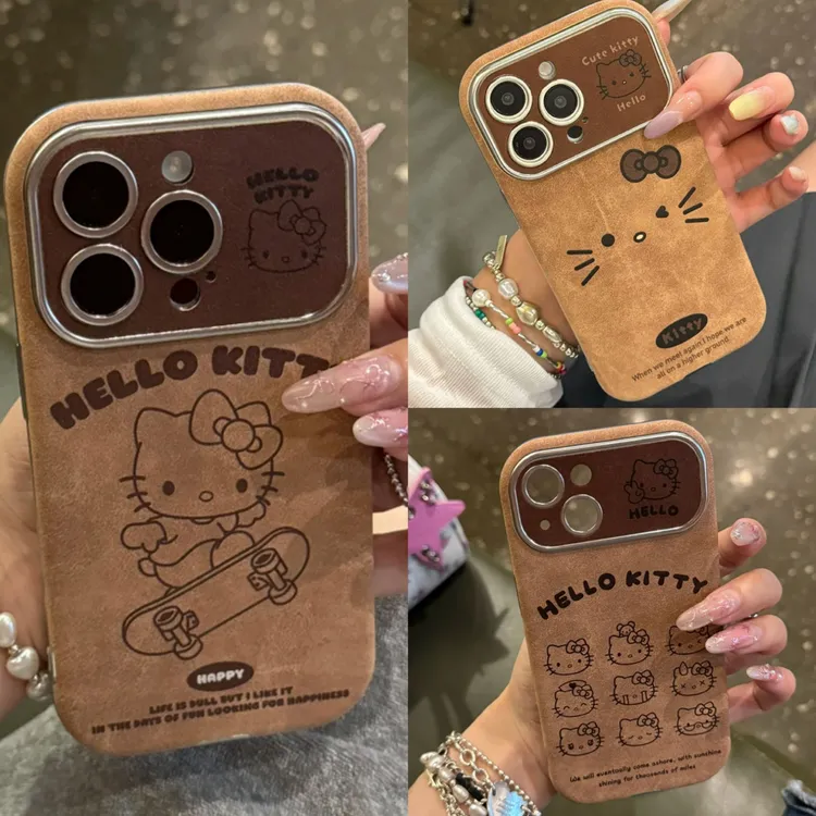 雅天立秋冬棕色kt猫适用苹果16promax手机壳iPhone15/13卡通14/11