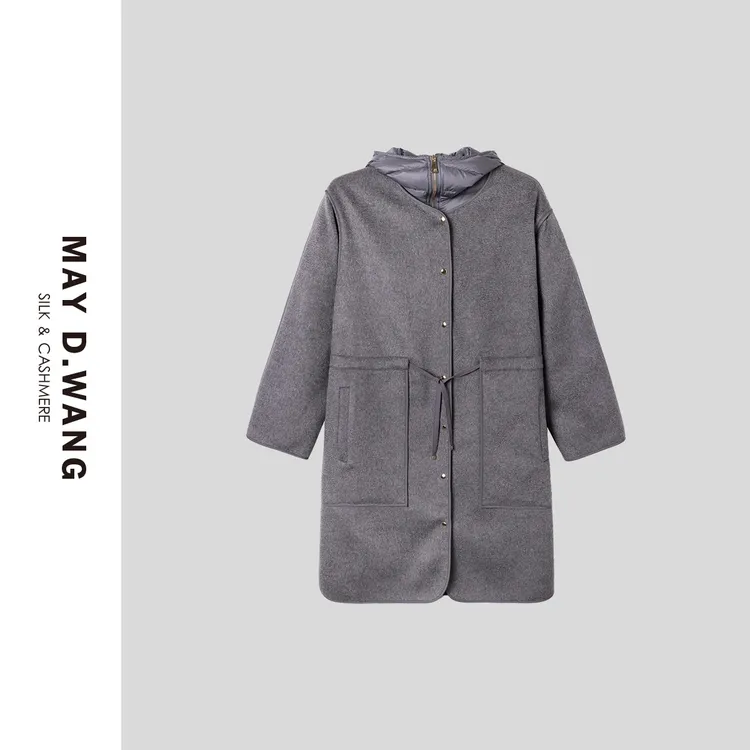 2024冬季法式轻奢连帽保暖大衣两件套 E1F1321