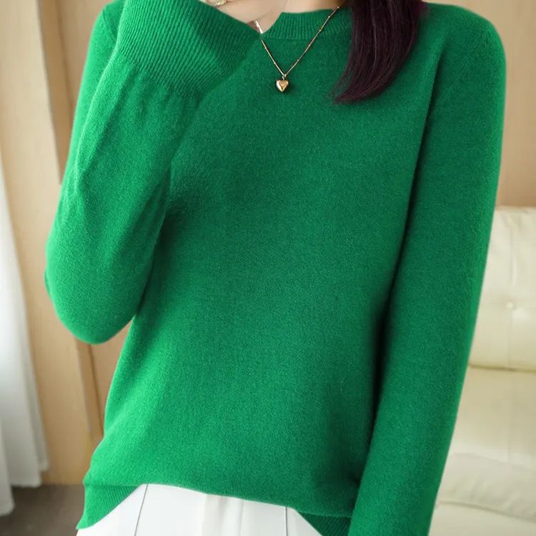 秋季新款套头圆领长袖内搭针织衫显瘦时尚百搭纯色长袖针织衫
