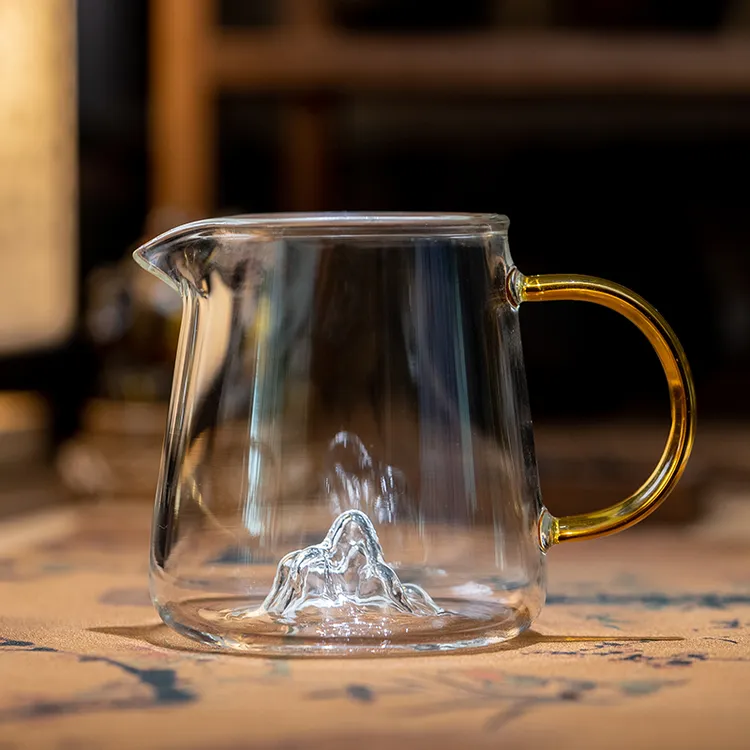 高档透明玻璃公道杯耐热高温加厚观山分茶器茶海功夫茶具大号公杯