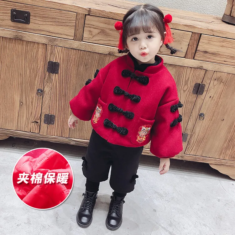 宝宝女童冬装拜年服2024新款过年喜庆中国风周岁新年装儿童唐装女
