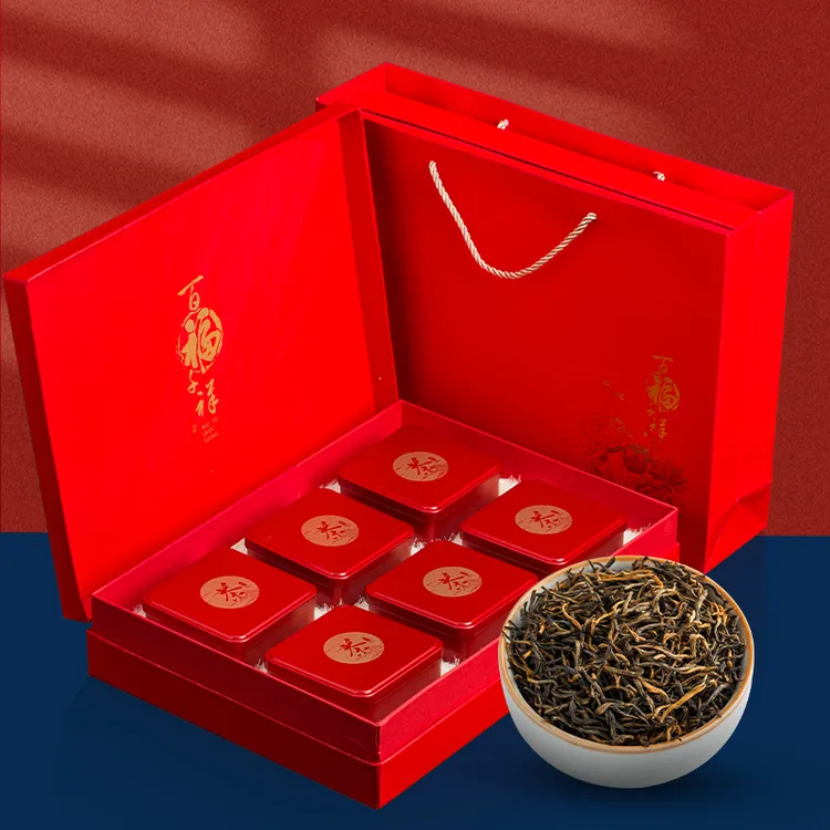 中秋送礼武夷山茶叶金骏眉独立小包装高档红色精美礼盒装送礼长辈