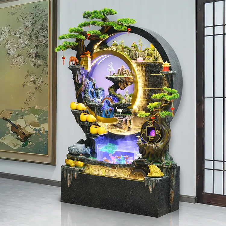 山水秋铭假山流水喷泉办公室客厅流水摆件循环水招财风水流水摆件