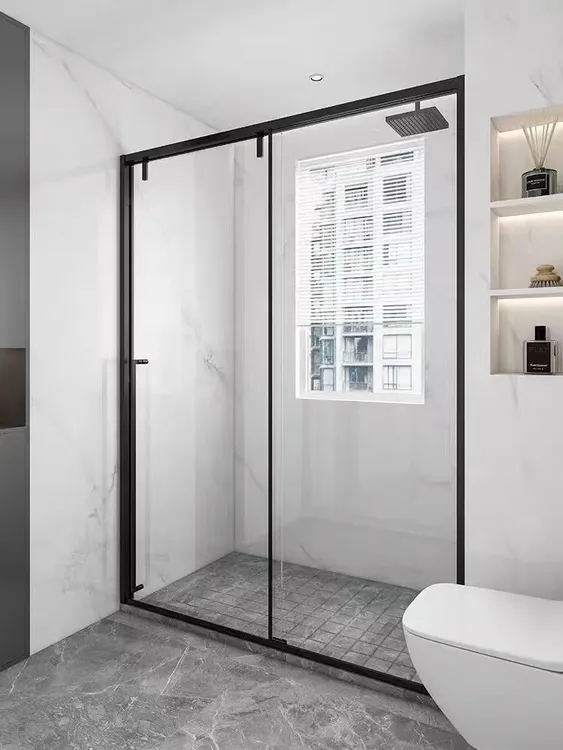 玻璃门推拉淋浴房隔断一字型淋浴间干湿分离浴屏玻璃整体淋浴房