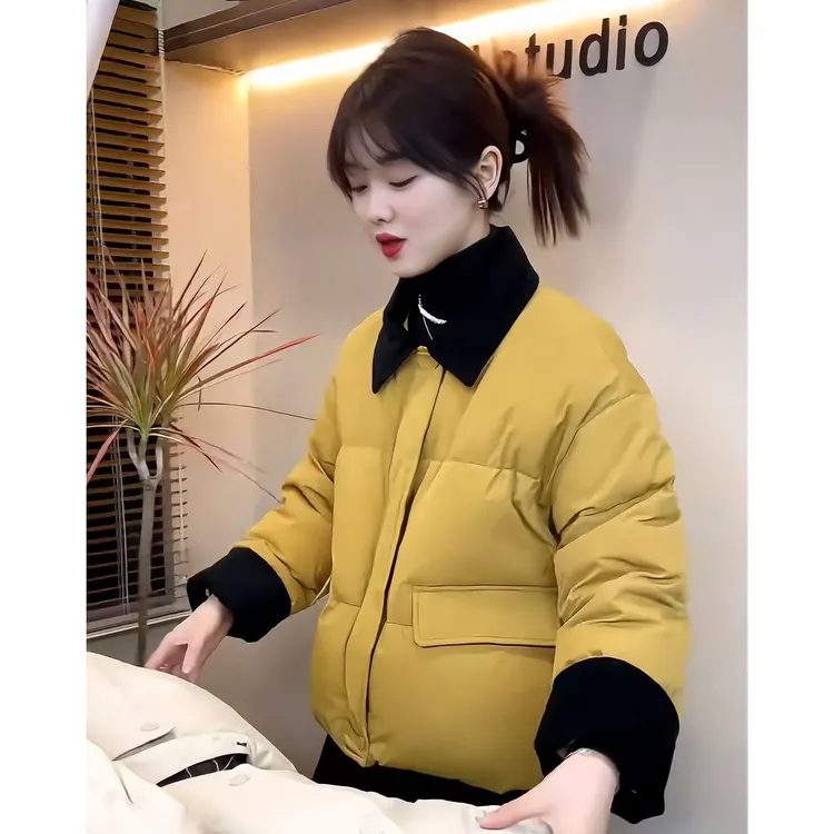 0279撞色拼接设计轻薄棉衣外套新款时尚短款显瘦保暖棉服