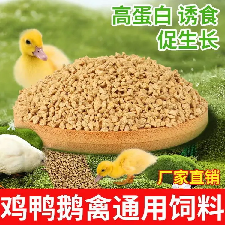 熟化小鸡开口料营养全厂家直销0-2月小鸡鸭鹅芦丁鸡钓鱼