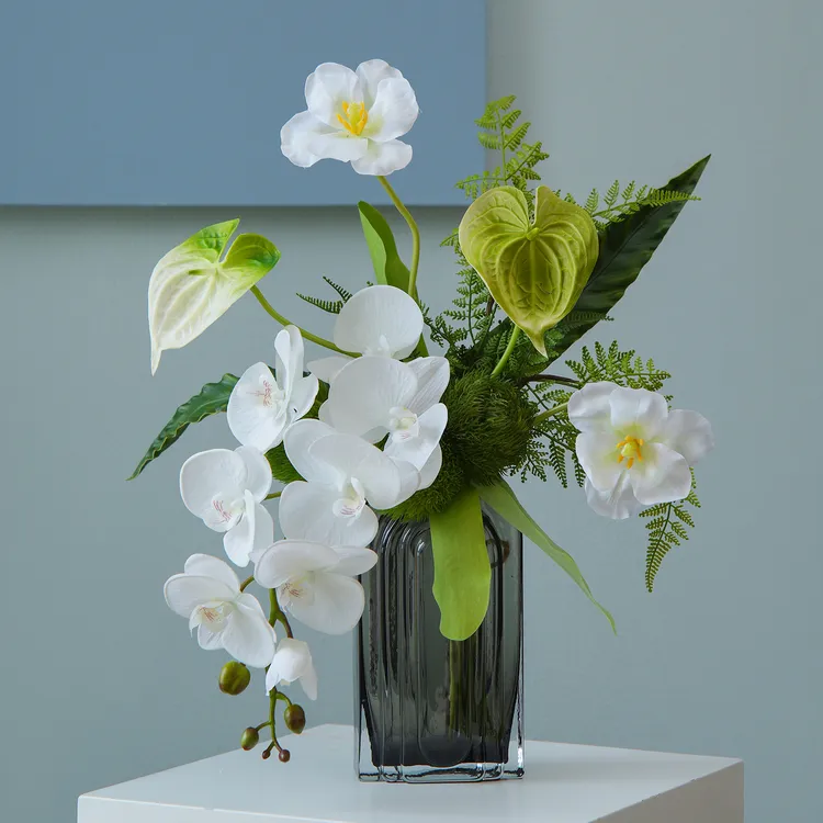 白绿系仿真花花束花艺手捧花绢花客厅插花餐桌家居装饰品摆设
