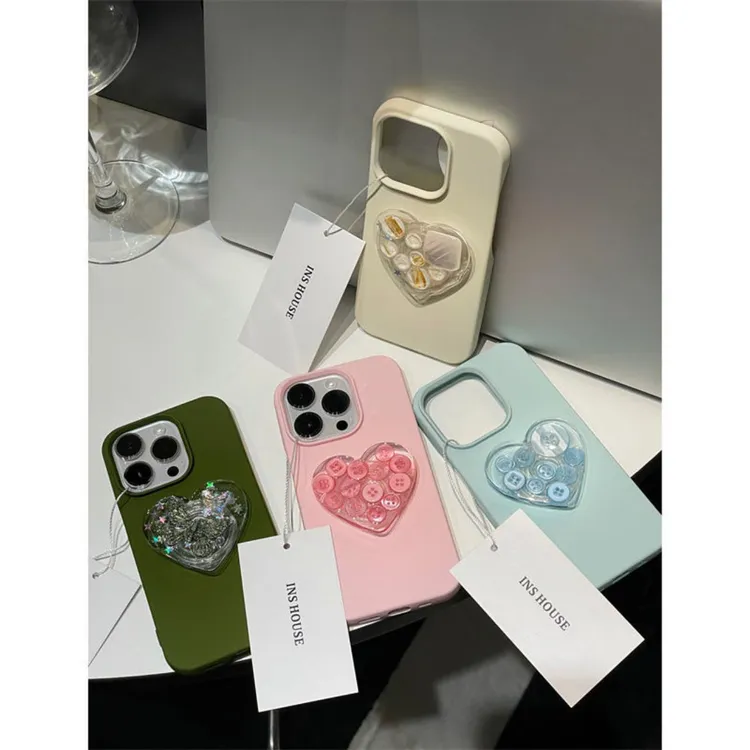 小红书爆款爱心支架苹果13手机壳iPhone11 12 14promax无按键少女
