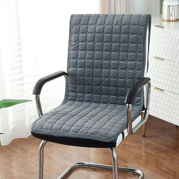 简约灯芯绒办公椅时尚靠垫一体四季通用电脑多色椅子套柔软餐椅垫