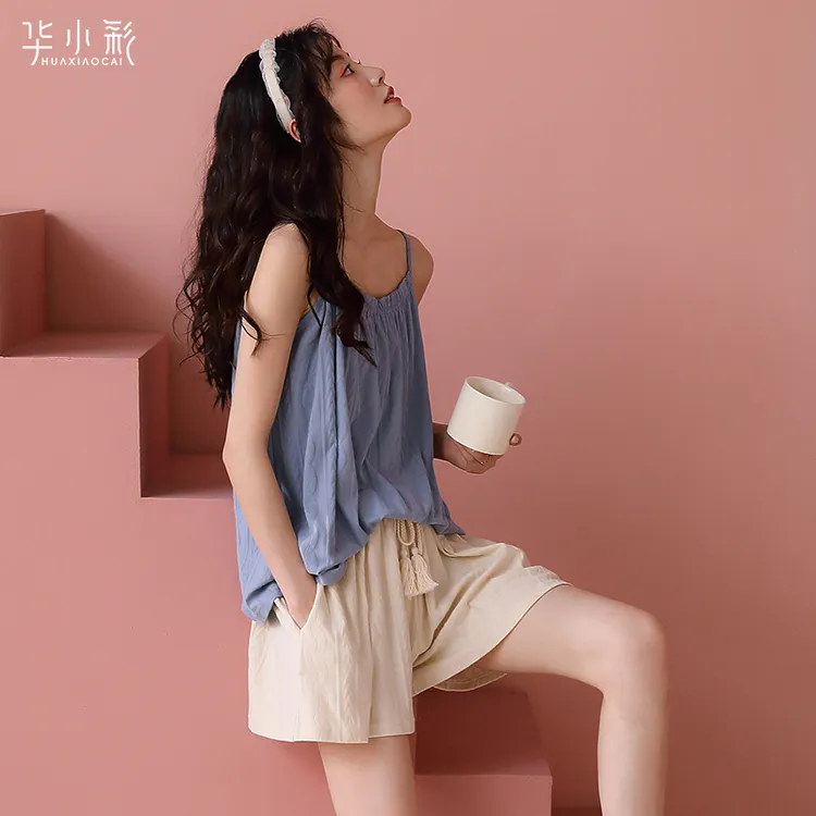 2025新款带胸垫睡衣女夏季薄款吊带套装性感甜美公主家居服两件套