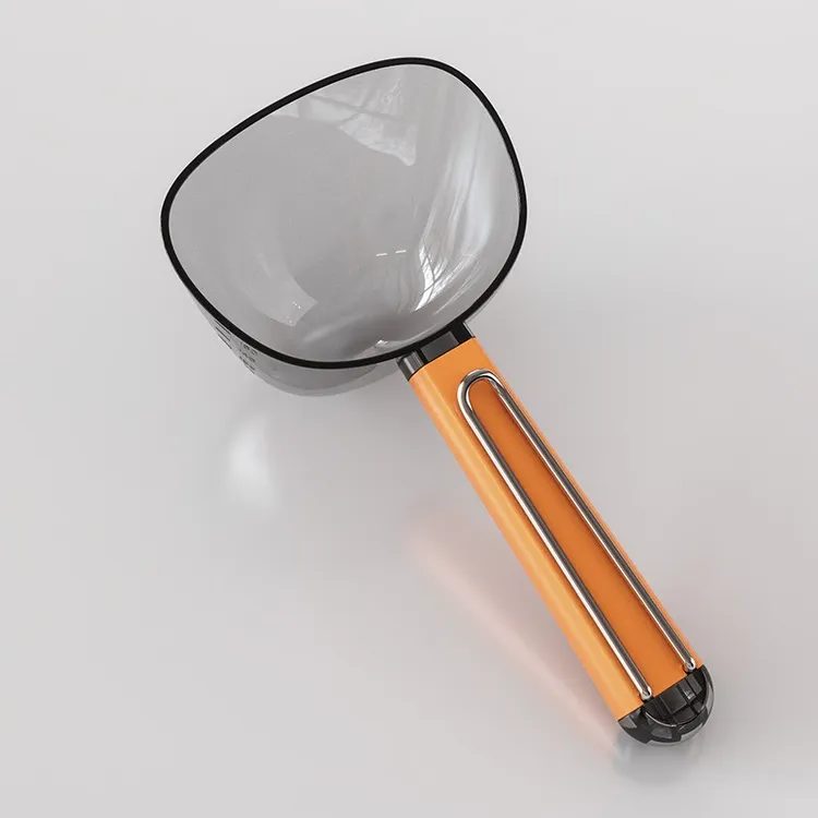 舀米勺家用多功能挖面粉奶粉米粉勺子米面舀塑料长柄带夹量勺猫粮