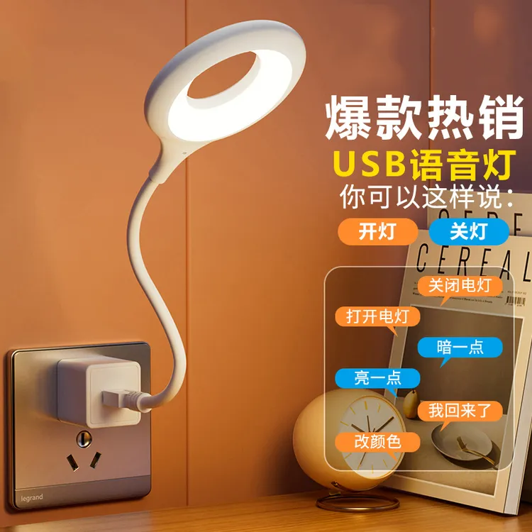 创意办公智能小夜灯开关灯LED小夜灯说话控制灯USB声控灯卧室