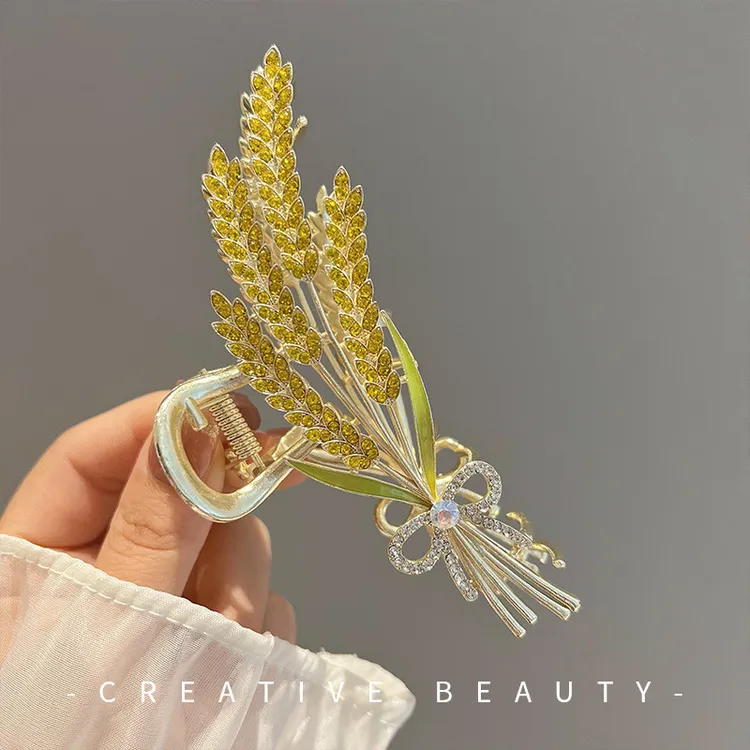 轻奢麦穗抓夹金色发夹女后脑勺夹子头饰精致麦穗发卡网红鲨鱼夹