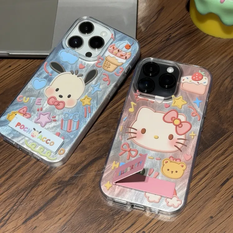 欧克里里渐变KT猫帕恰狗支架适用羽纱壳苹果14vivo华为oppo小米套