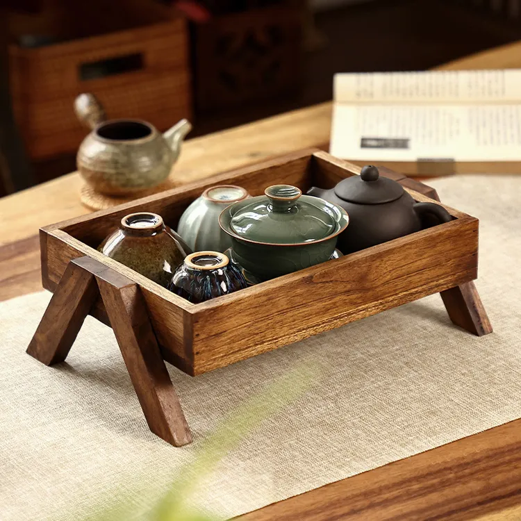 异丽木质干泡台小茶盘家用中式茶杯茶托盘茶室茶具茶台实木托盘