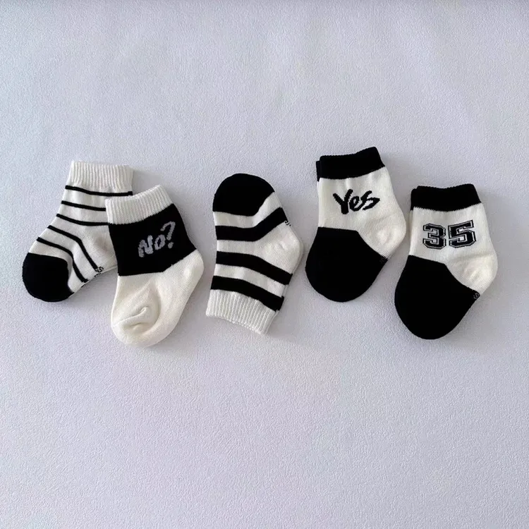 宝宝袜子春秋冬中筒不勒腿0到1到3岁婴儿袜子男宝宝ins条纹潮童袜