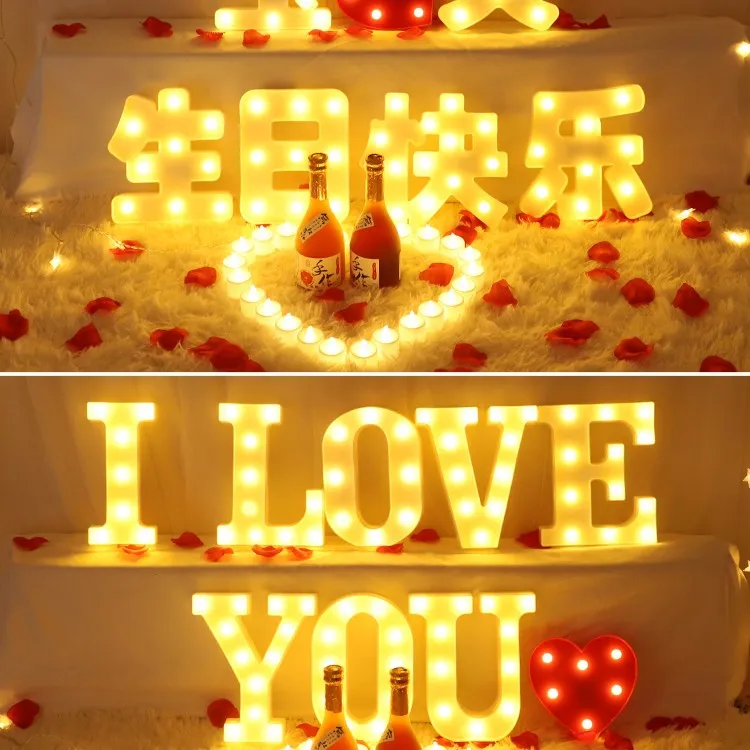 字母灯led惊喜生日快乐表白求婚派对布置创意场景后备箱装饰蜡烛