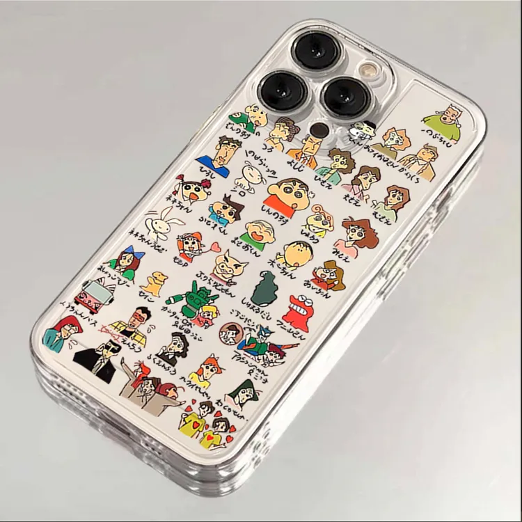 蜡笔小新家族适用苹果15手机壳iPhone11软12透明14promax全包13/8