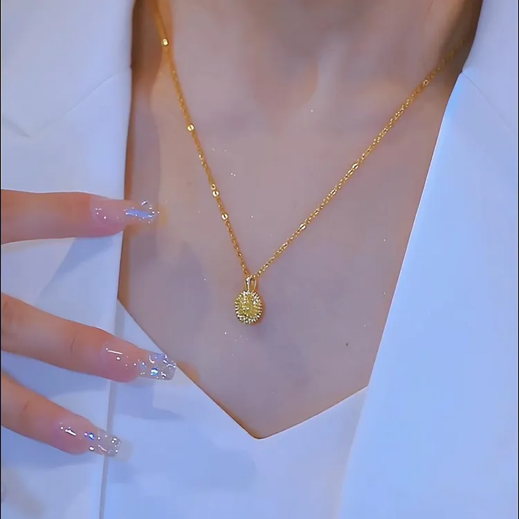 钛钢项链 时尚气质榴莲项链不掉色小众精美坠链锁骨链情人节礼物