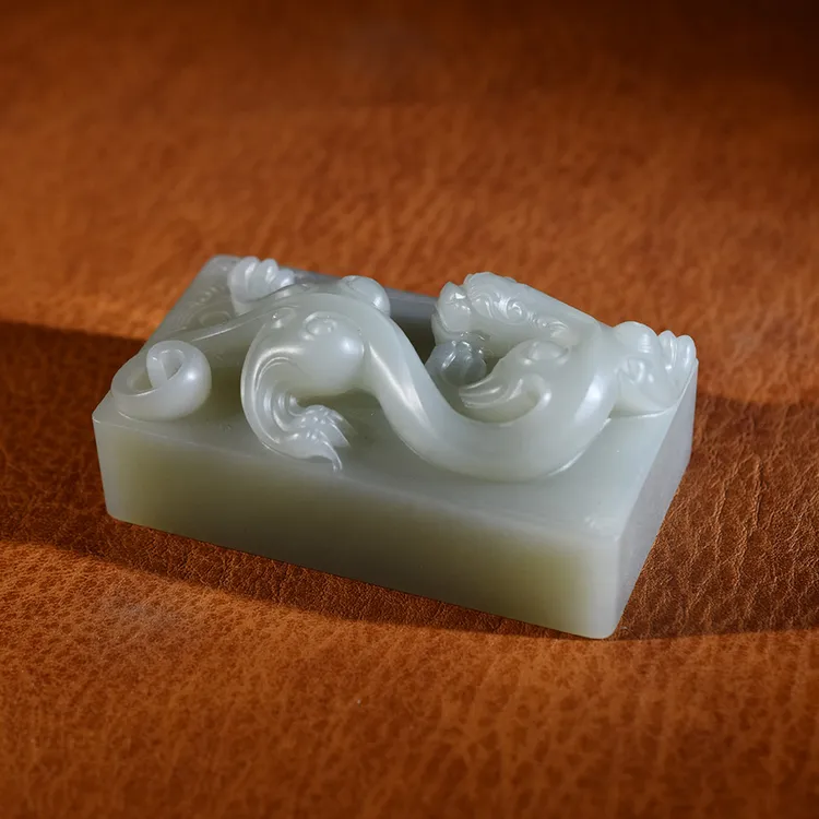 观海堂新疆和田玉瑞兽螭龙印章摆件手把件纯手工苏工精雕高端大气