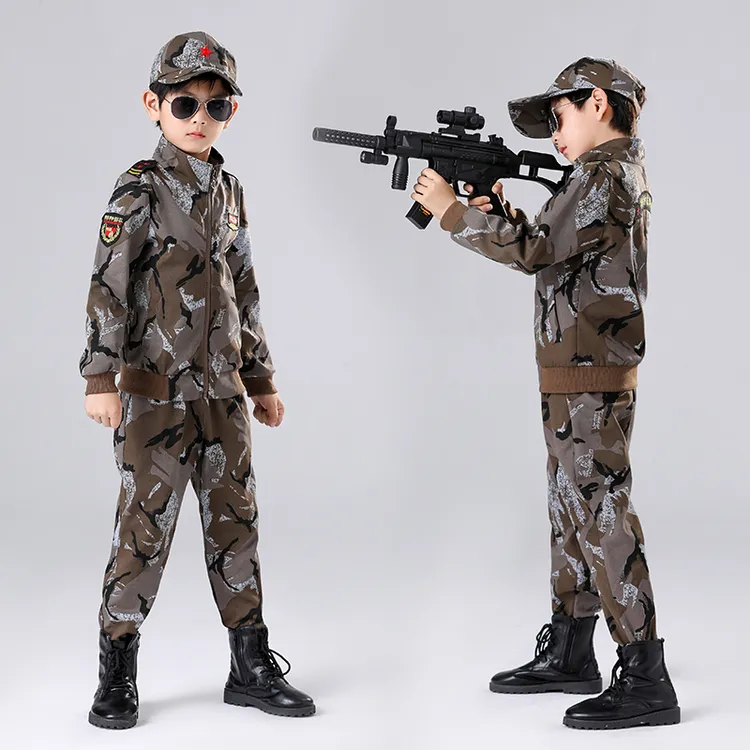 儿童童装春秋新款男童户外迷彩军训服女童运动小学生男孩大童