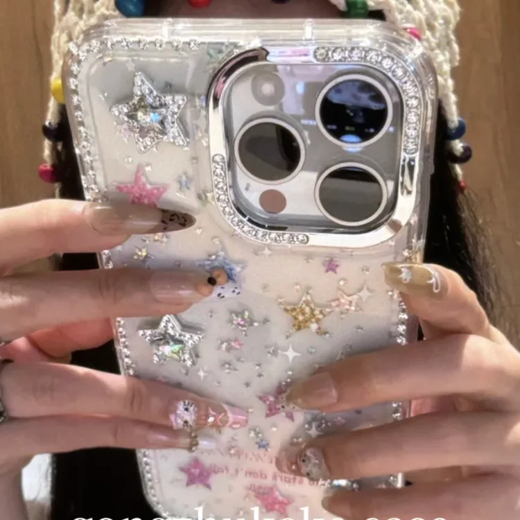 ZMGX彩色五角星适用iPhone16/15闪钻手机壳苹果15/14透明13卡通12