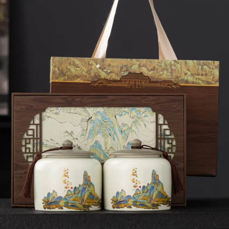 盛世江山龙井刺绣礼盒装新茶明前龙井礼盒装送礼送长辈高档伴手礼