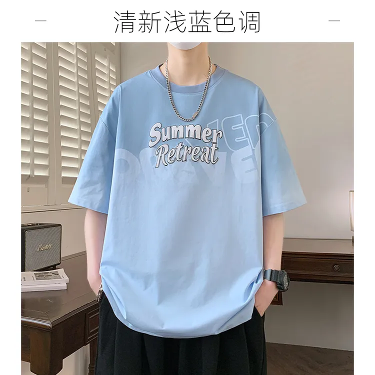 百搭T恤夏季青少年圆领潮流新款印花休闲学生韩版字母港风半袖