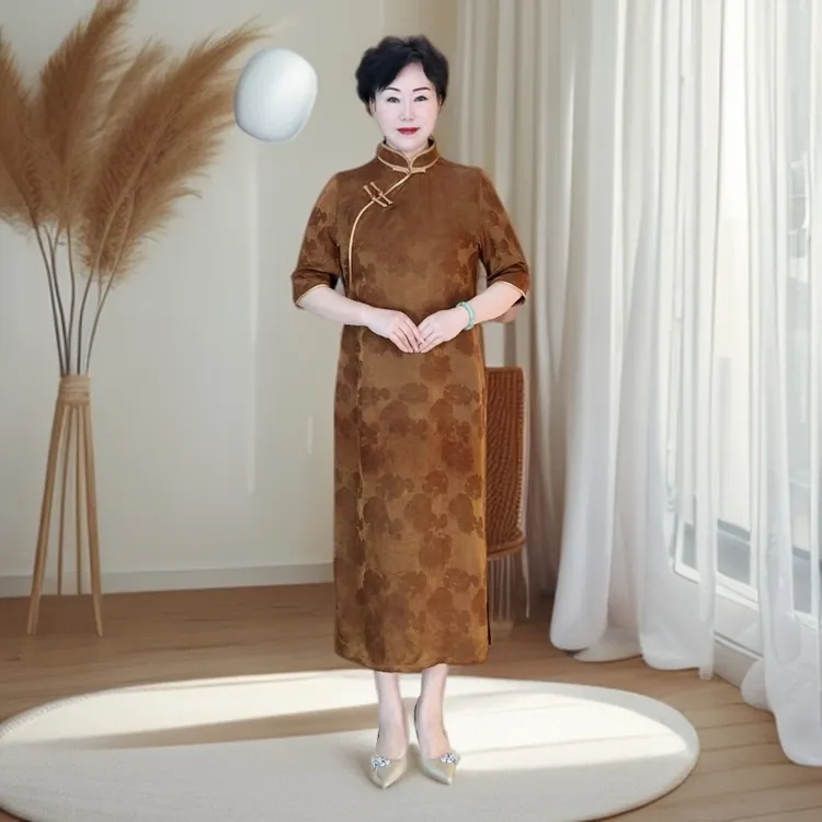 【流金岁月】低领大码旗袍婚庆喜妈妈喜婆婆夏季气质国风显瘦修身