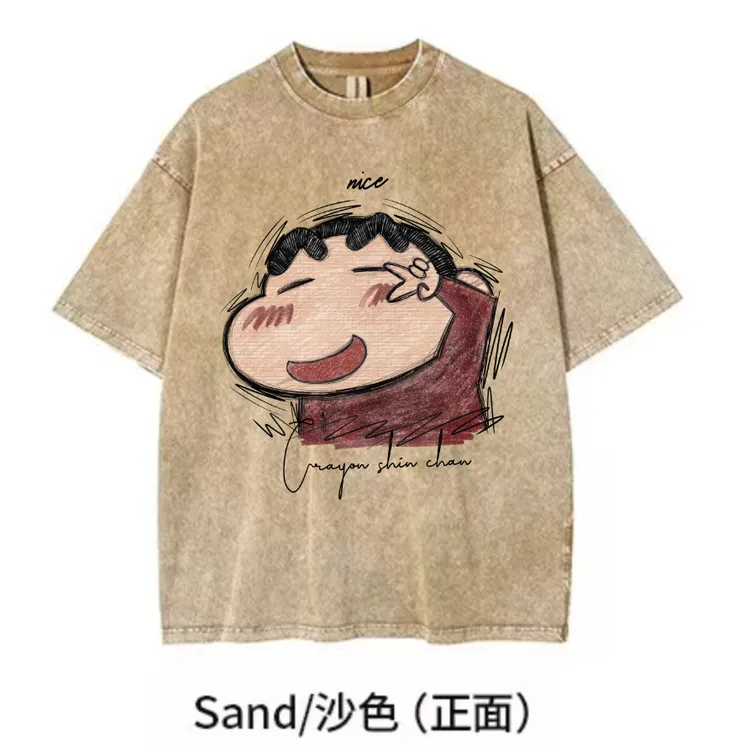 美式复古水洗做旧短袖t恤男女春夏新款宽松显瘦小新印花上衣ins潮