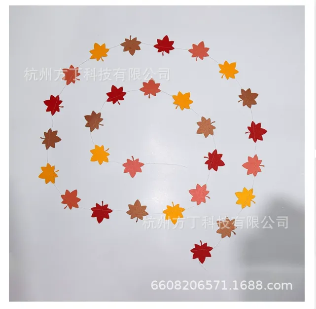 亚马逊感恩节拉旗片串挂饰秋天主题枫叶红橙拉旗生日派对车缝挂饰