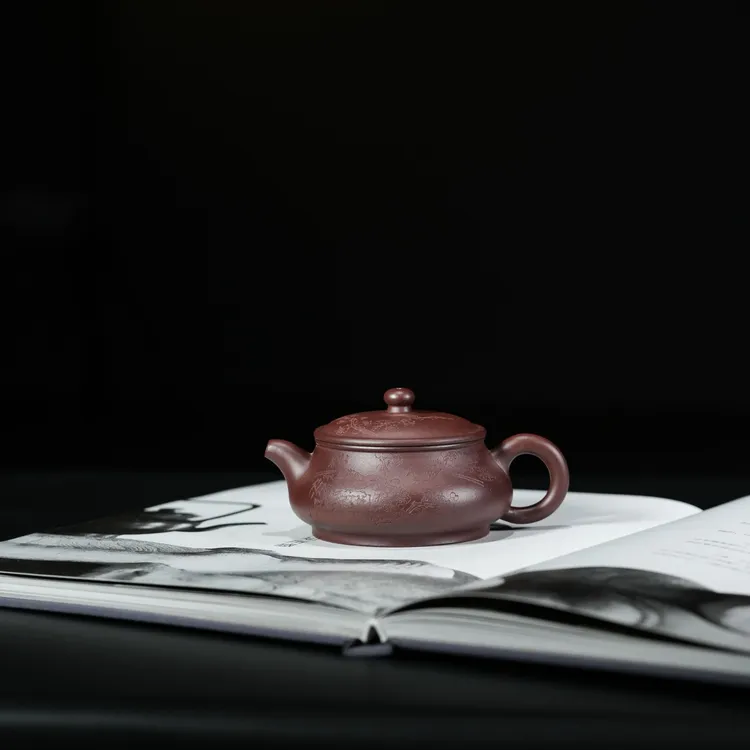 金砂阁【矮潘】工艺师刻绘丨180cc宜兴紫砂壶茶壶茶具D1107