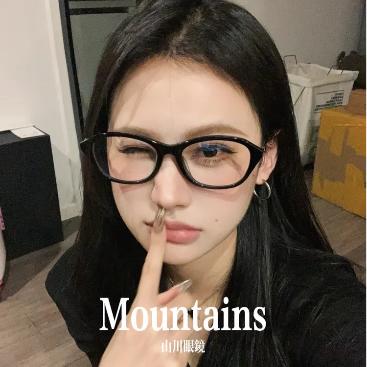 网红同款书呆子眼镜女款高级感防蓝光装饰黑框眼镜框可配度数