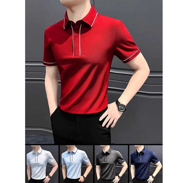 保登皮兹撞色短袖男款polo衫痞帅高级感2025新款商务高端夏季男士