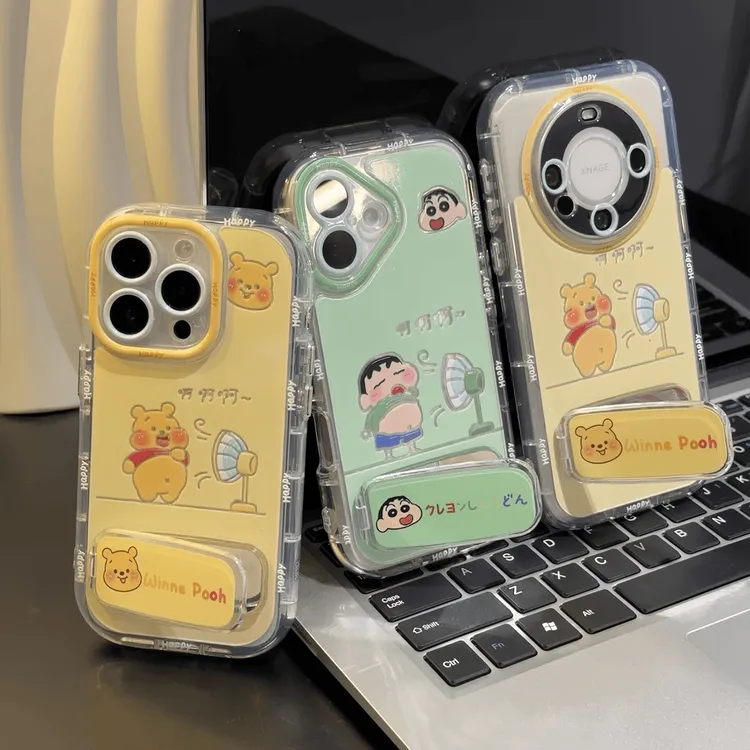 吹风扇小新维尼熊适用苹果16手机壳iphone15plus新款华为mate60pr