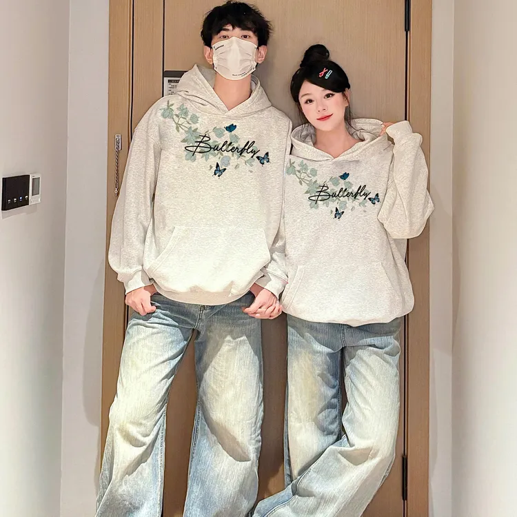 不一样的情侣装卫衣男女2025新款秋冬季宽松慵懒风上衣连帽外套潮