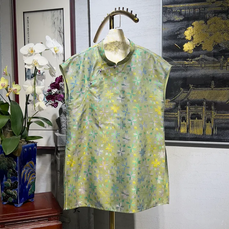 蓝大【​​曲尘​​】桑蚕丝斜襟立领上衣5076