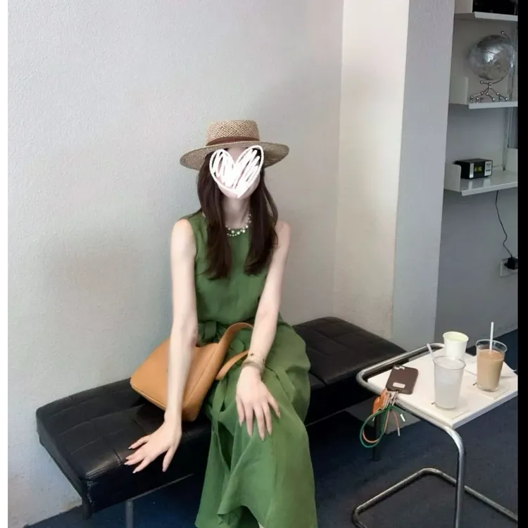 【白羊专属】度假风绑带连衣裙女优雅气质显瘦背心长裙 Q55