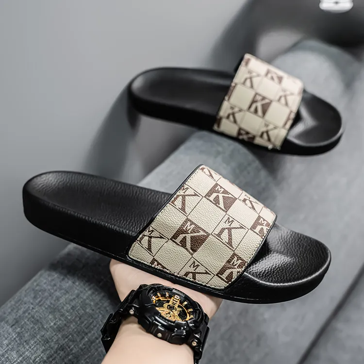 路茨梅帕时尚男休闲防滑耐磨夏季平跟纯色一字拖外穿个性室外潮流