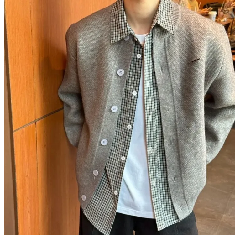  美式长袖开衫针织外套秋季新款男女款早秋上衣高级感休闲外套