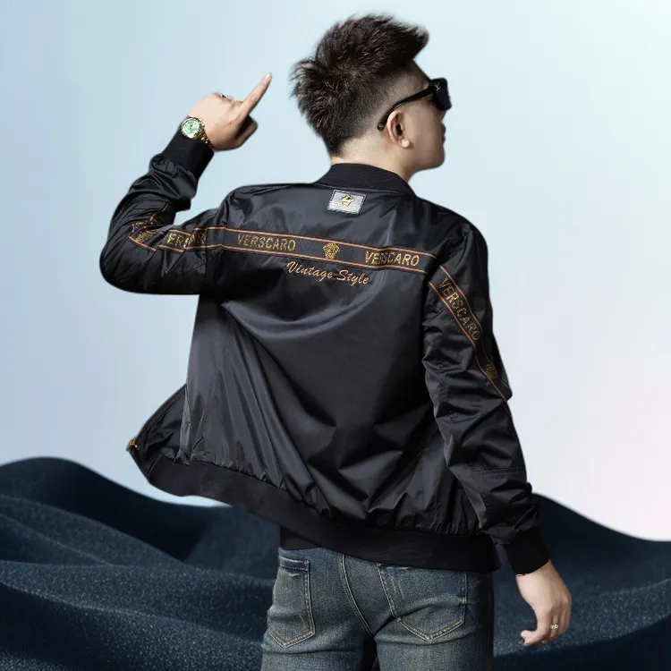 巴赛娜缇时尚春秋季男士棒球服外套时尚潮牌刺绣休闲上衣男装夹克