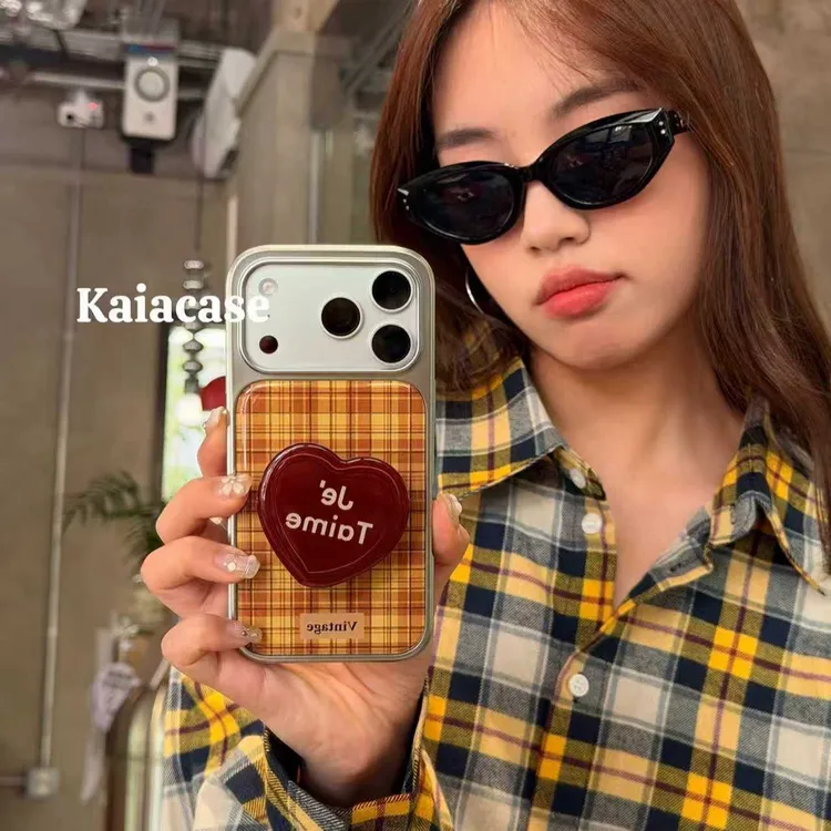 橙黄条纹心适用苹果iPhone17手机壳16ProMax/14Pro防摔15软壳